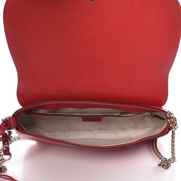 Gucci Soho Disco Red Leather GG Tassel Chain Crossbody Bag 536224
