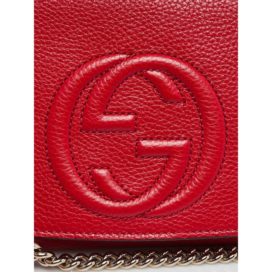 Gucci Soho Disco Red Leather GG Tassel Chain Crossbody Bag 536224