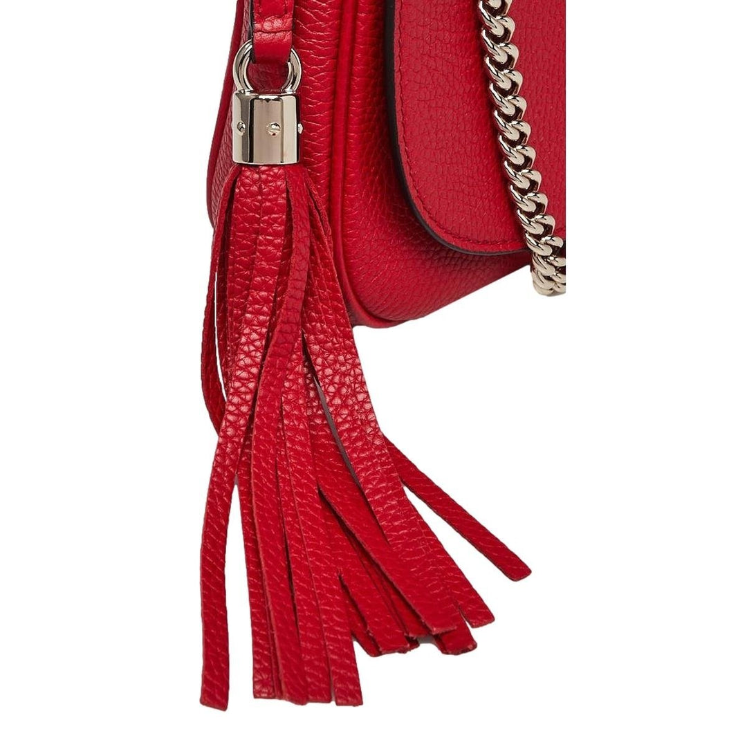 Gucci Soho Disco Red Leather GG Tassel Chain Crossbody Bag 536224