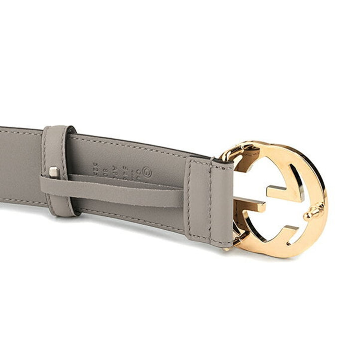 Gucci Storm Grey Leather Interlocking GG Buckle 90/36 Belt 546386