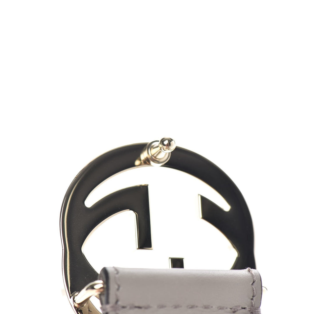 Gucci Storm Grey Leather Interlocking GG Buckle 90/36 Belt 546386