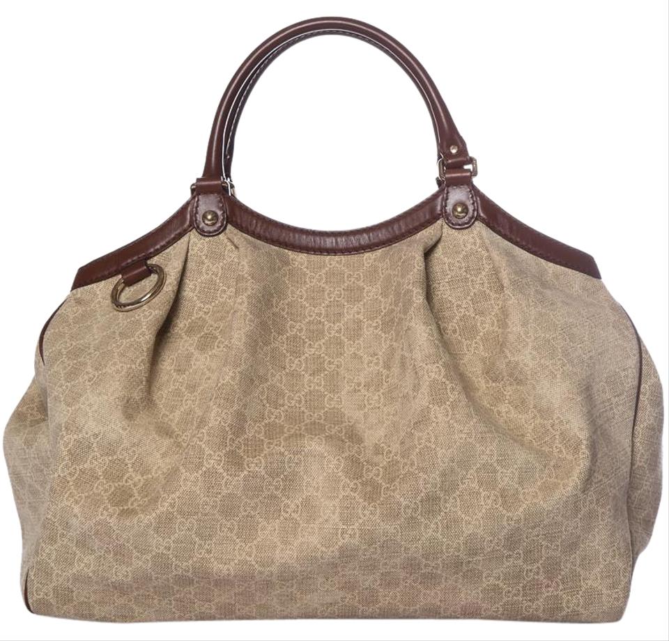G*G Sukey Large Tan Gg Canvas Tote