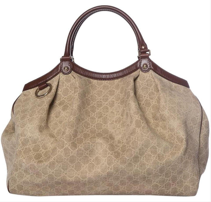 G*G Sukey Large Tan Gg Canvas Tote