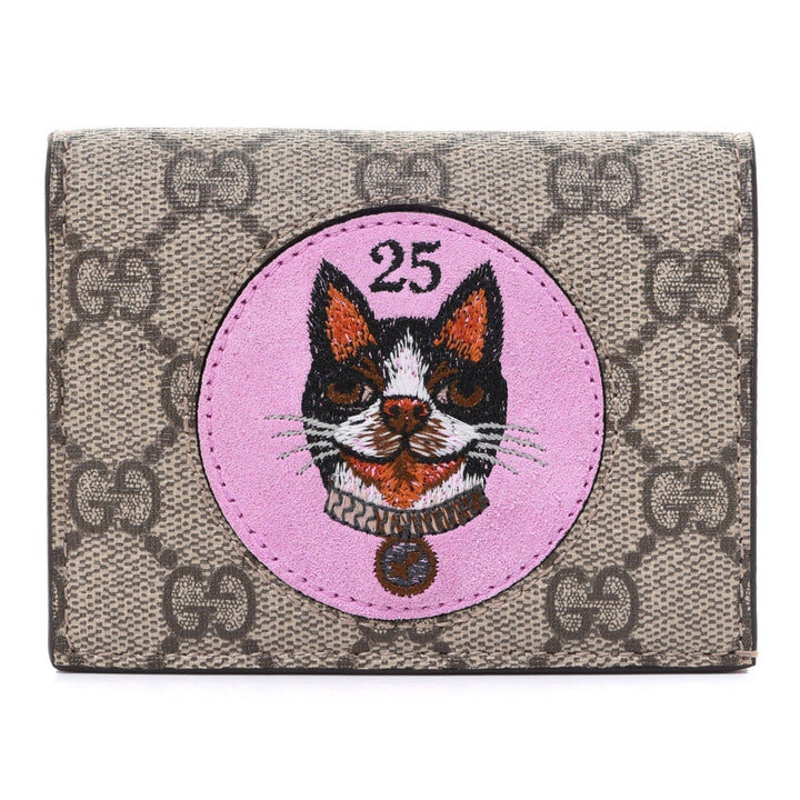 Gucci Supreme Canvas Bosco Patch Card Case Wallet 506277