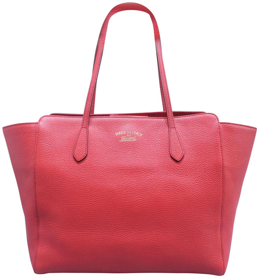 G*G Swing Medium Shoulder Orange Red Calfskin Leather Tote