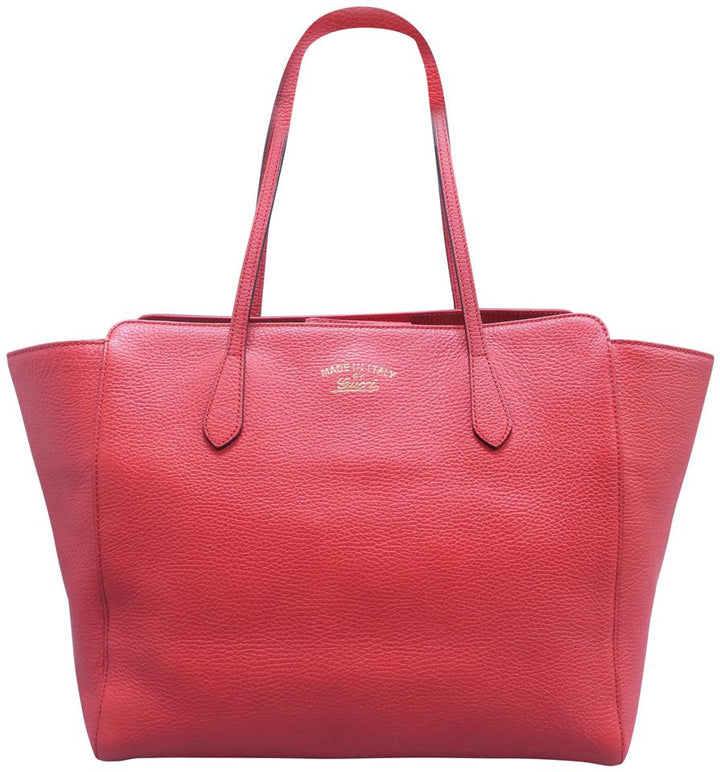 G*G Swing Medium Shoulder Orange Red Calfskin Leather Tote