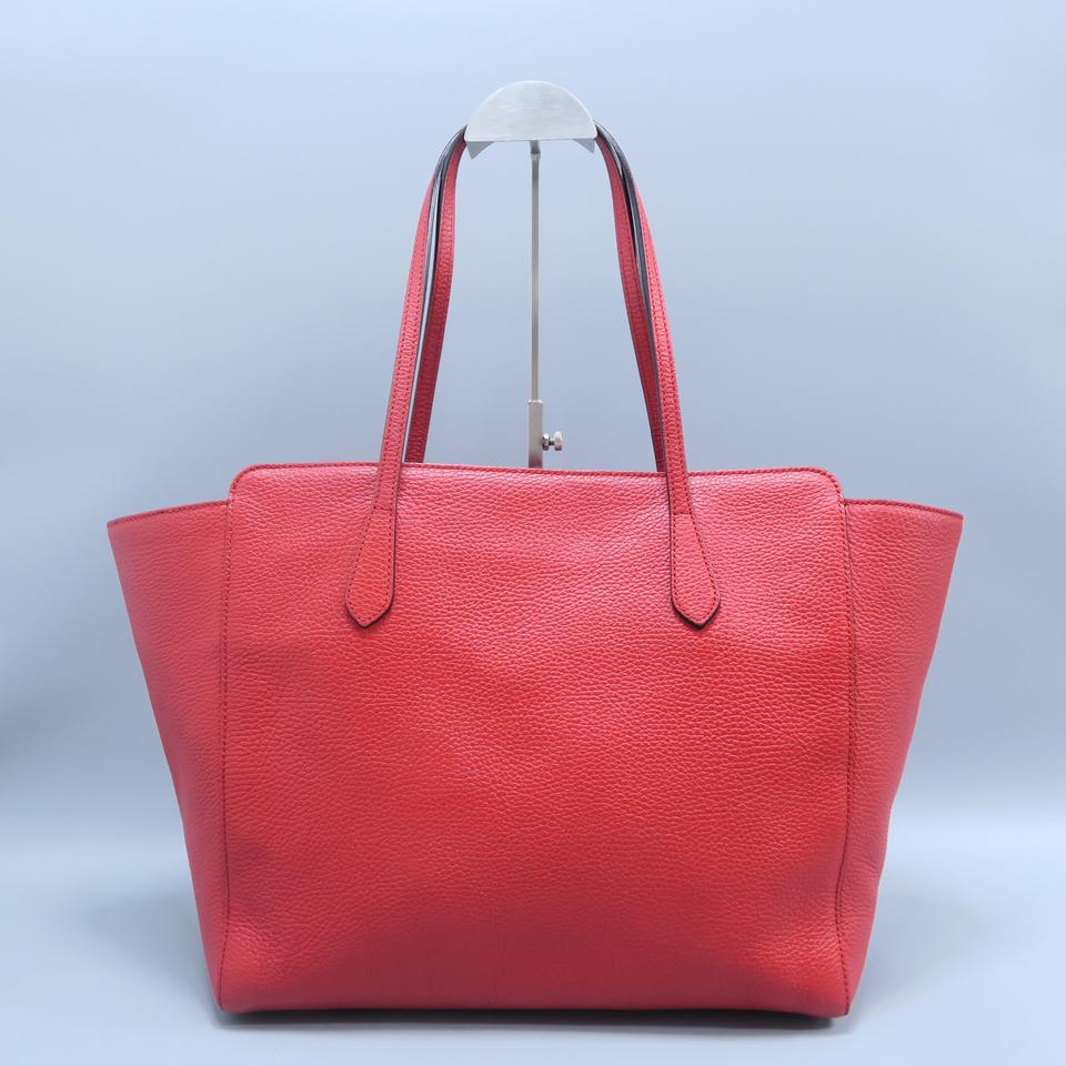 G*G Swing Medium Shoulder Orange Red Calfskin Leather Tote