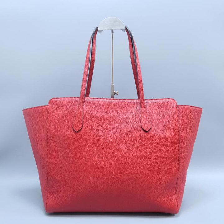G*G Swing Medium Shoulder Orange Red Calfskin Leather Tote