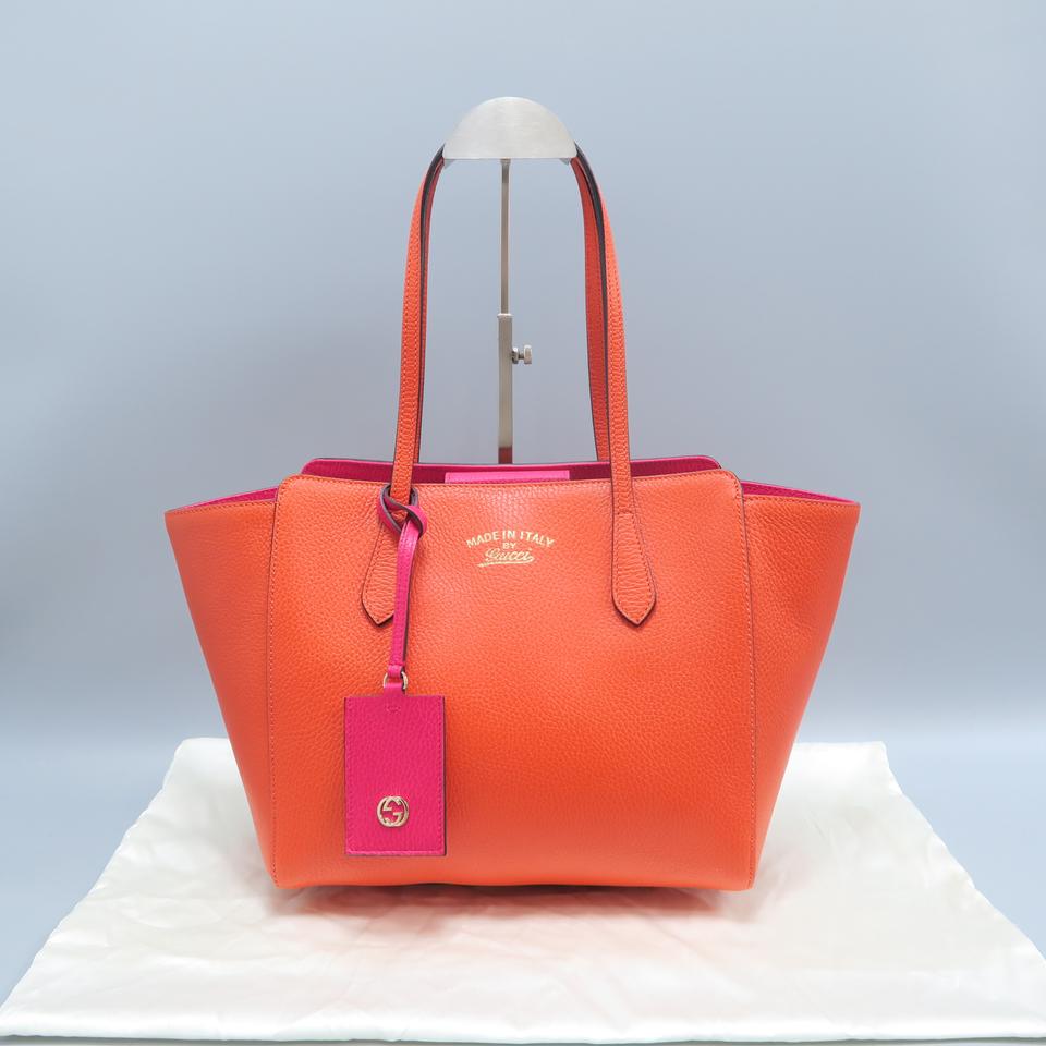 G*G Swing Small Orange Calfskin Leather Tote