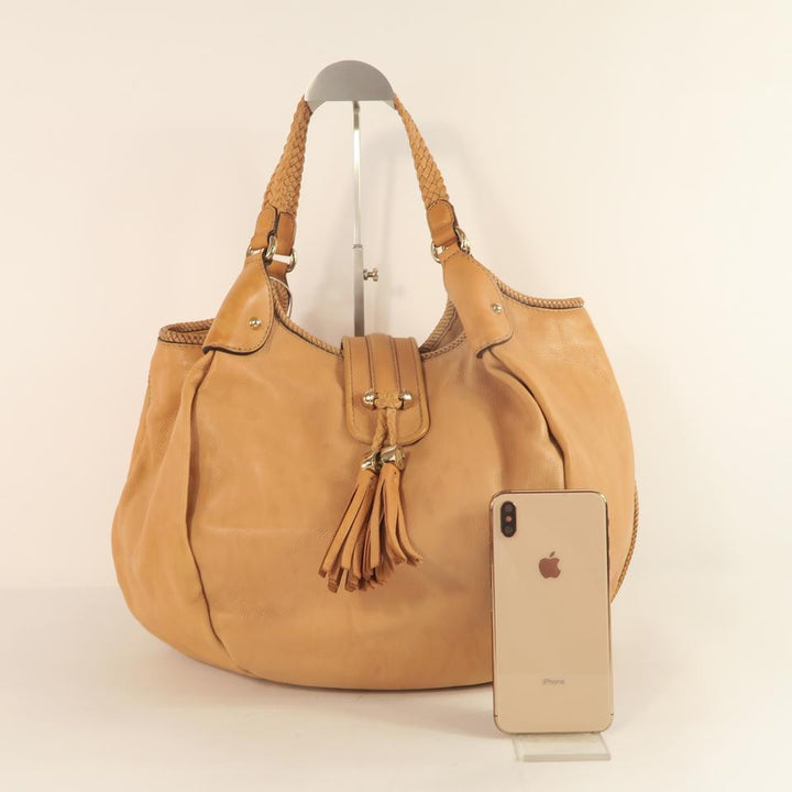 G*G Tassel Lightbrown Calfskin Tote
