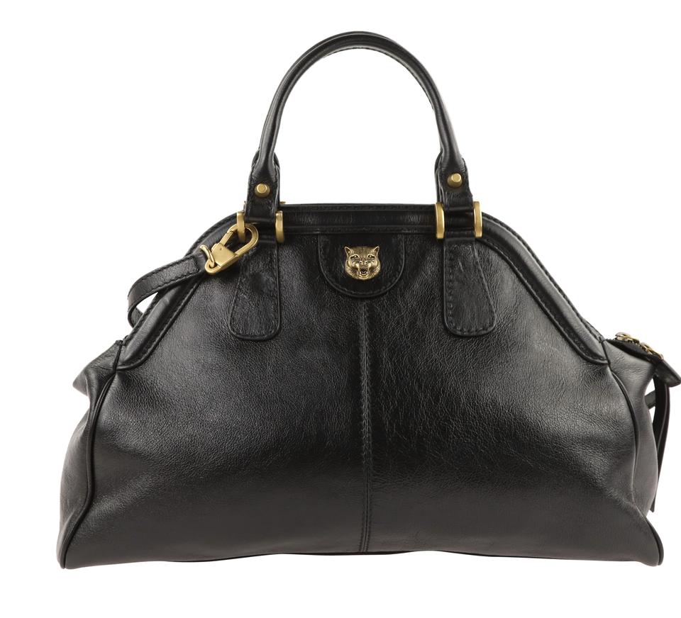 G*G Top Handle Bag Re(Belle) Medium Black Leather Tote