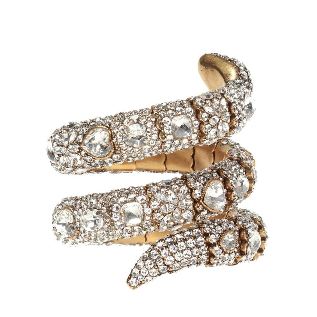 Triple Wrap Snake Bracelet With Crystals In White