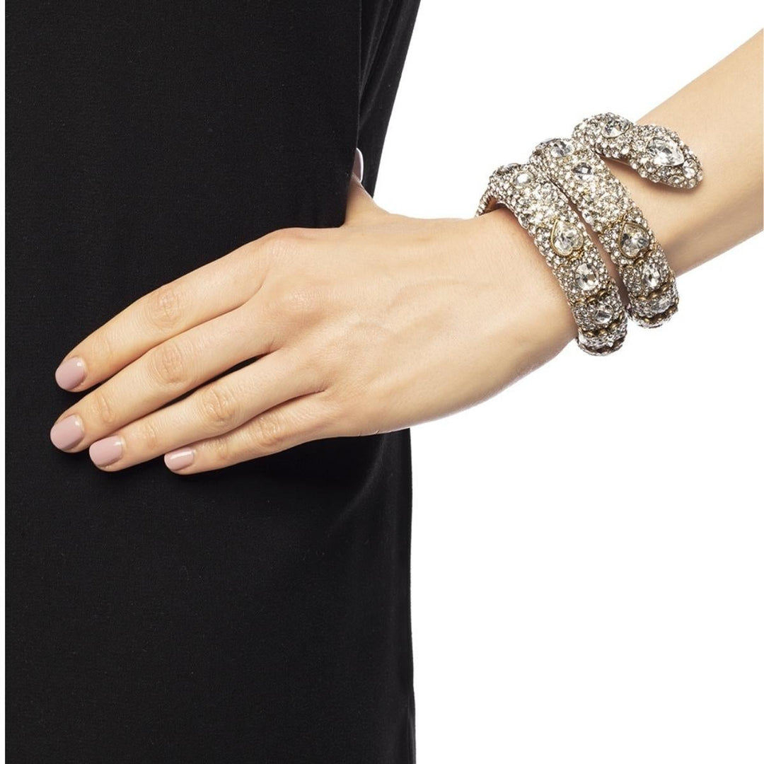Triple Wrap Snake Bracelet With Crystals In White