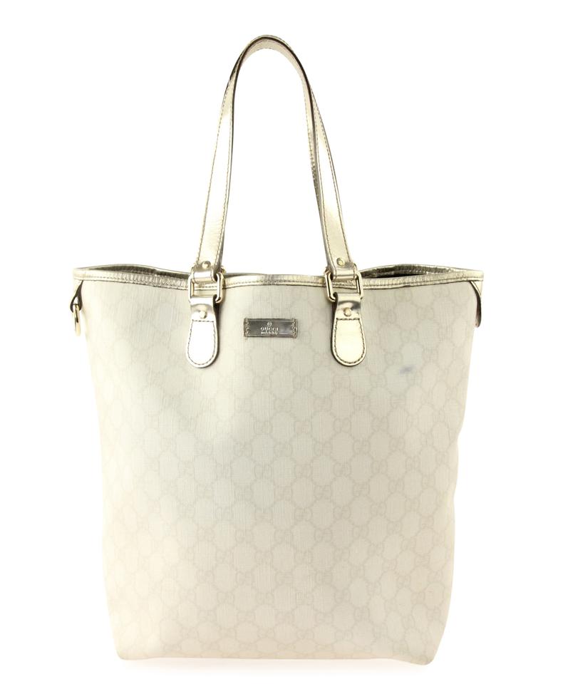 G*G Vertical Gg Off White Coated Canvas Tote