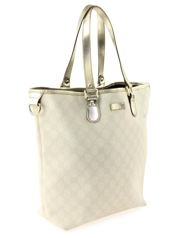 G*G Vertical Gg Off White Coated Canvas Tote