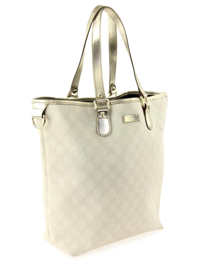 G*G Vertical Gg Off White Coated Canvas Tote