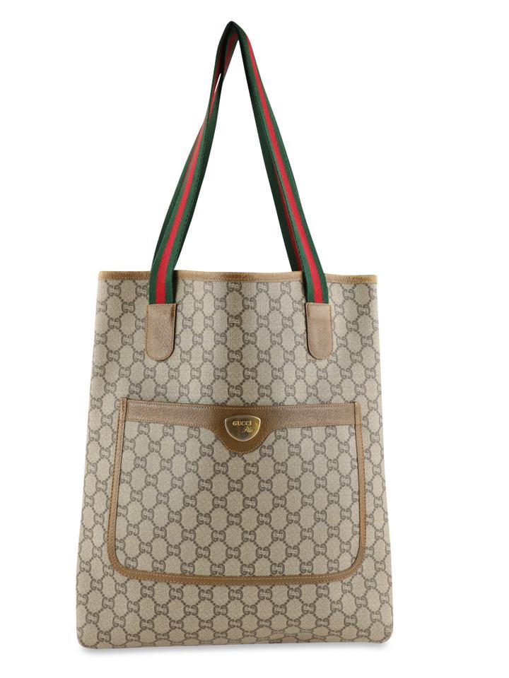 G*G Vintage Plus Brown Supreme Gg Canvas Tote