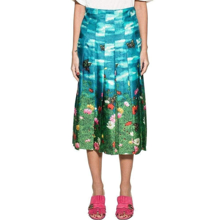 Vita Garden Pleated Silk Skirt