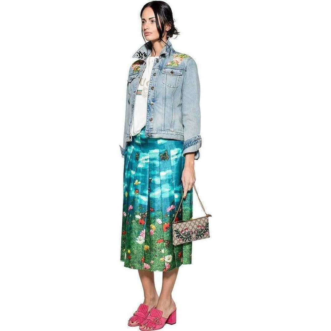 Vita Garden Pleated Silk Skirt