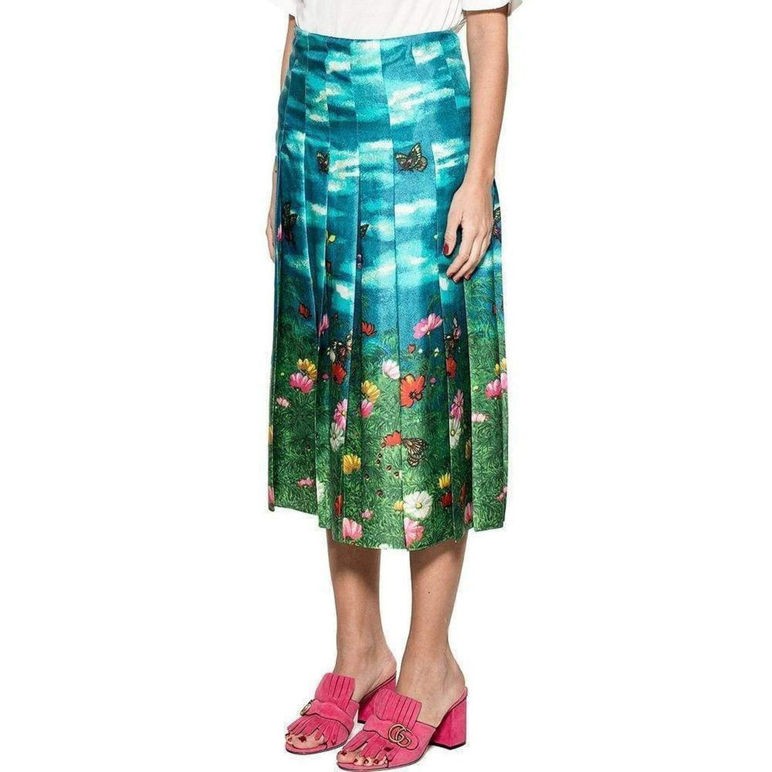 Vita Garden Pleated Silk Skirt