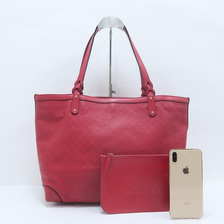 G*G W Medium Craft W/Pouch Red Calfskin Tote