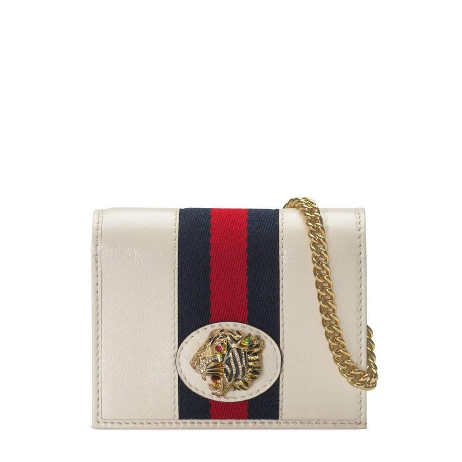 Gucci-White Rajah Chain Card Case Wallet - Runway Catalog