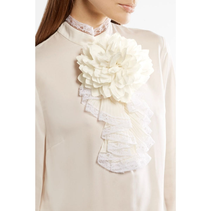 White Silk Flower Brooch