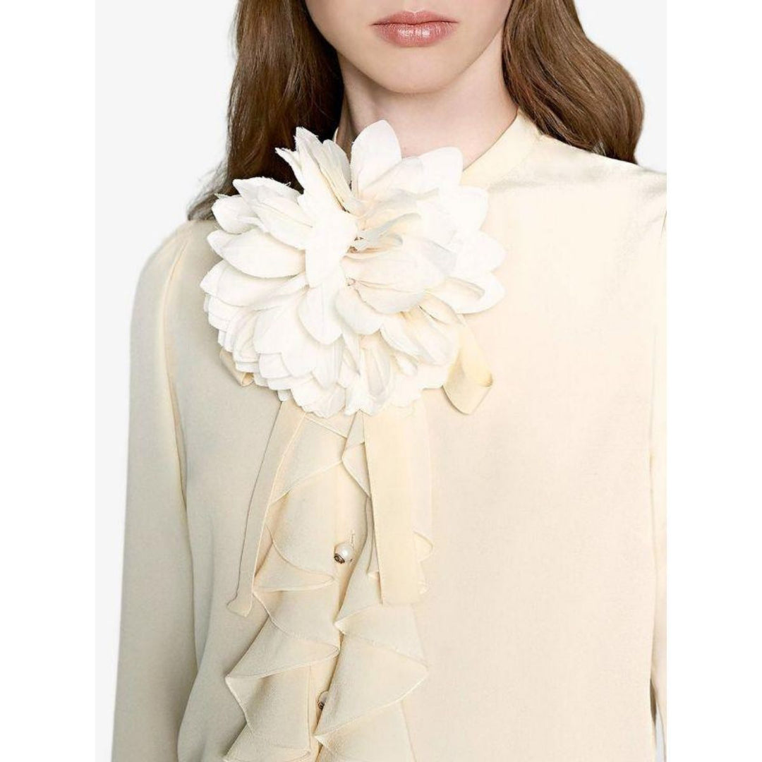 White Silk Flower Brooch