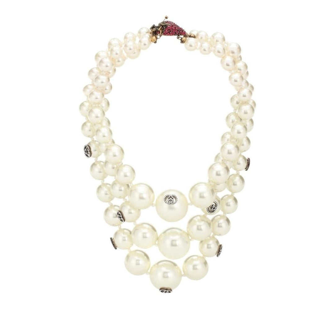 White Three Layered Pearl Necklace