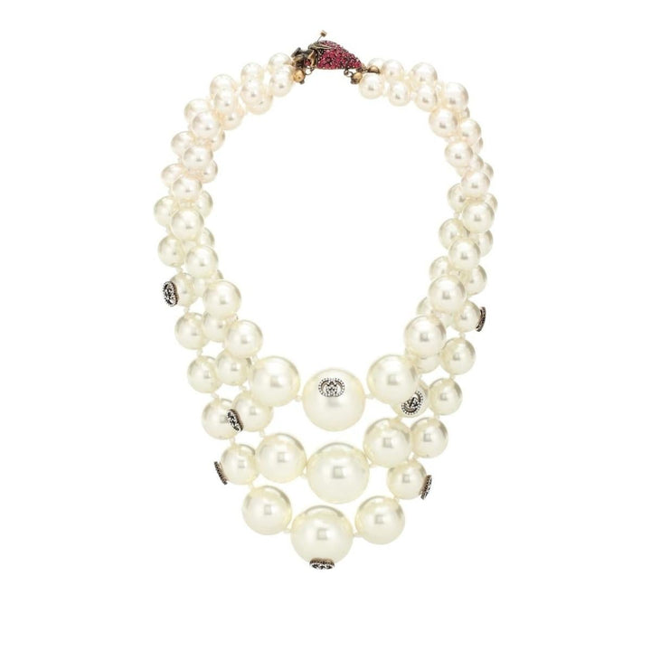 White Three Layered Pearl Necklace