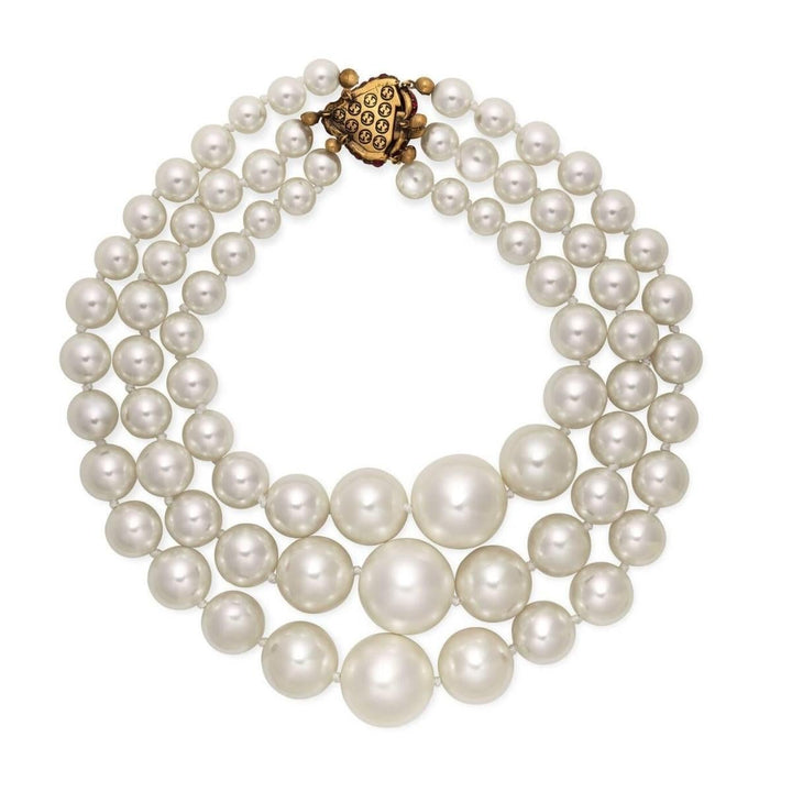 White Three Layered Pearl Necklace