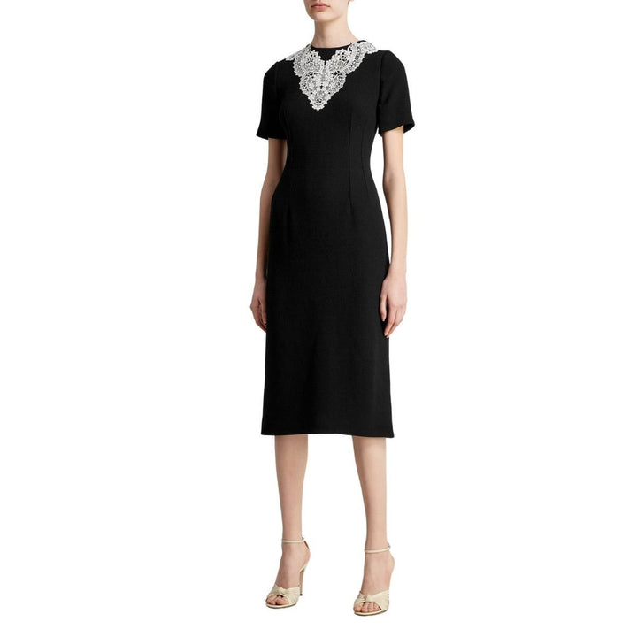 Wool Sable Lace Midi Dress