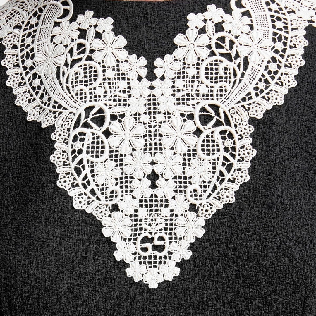 Wool Sable Lace Midi Dress