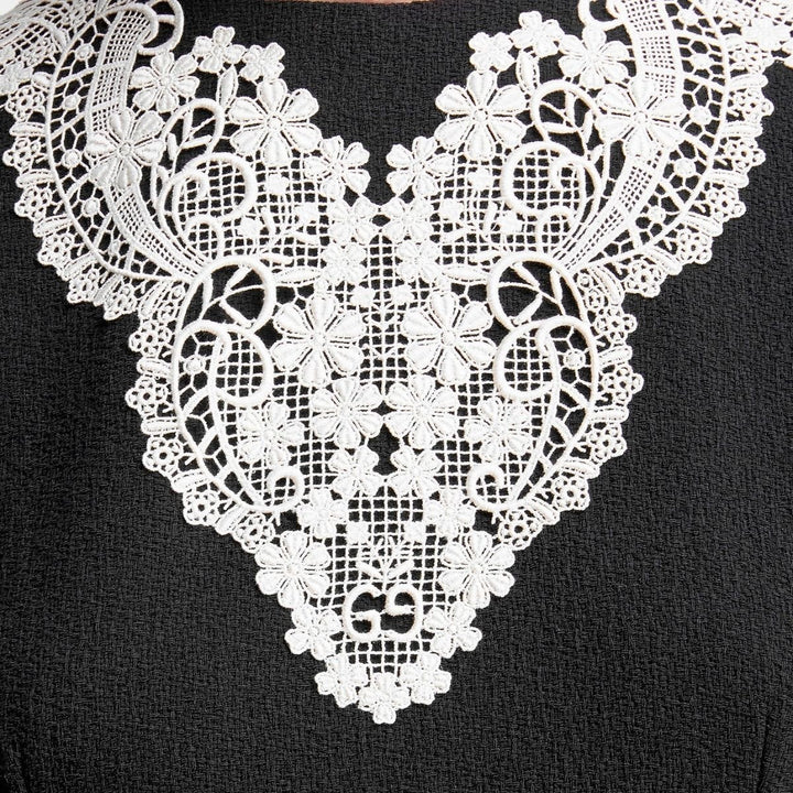Wool Sable Lace Midi Dress