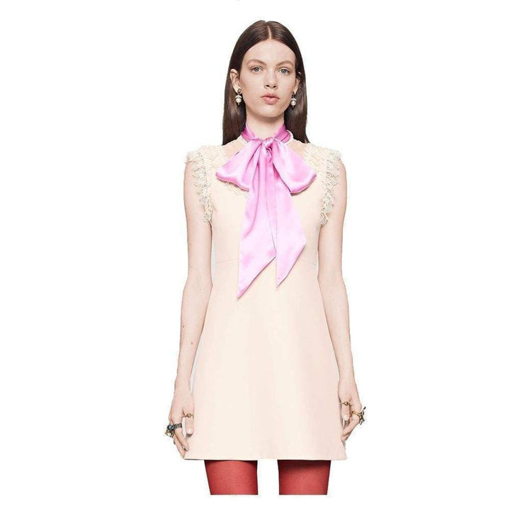 Wool & Silk Blend Mini Dress with Pussycat Bow