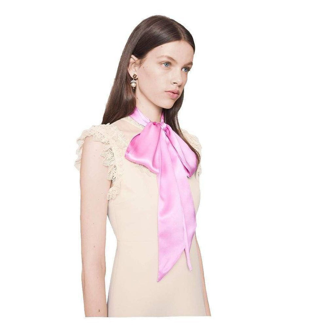 Wool & Silk Blend Mini Dress with Pussycat Bow