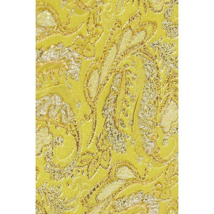 Yellow Brocade Jacquard Mini Skirt