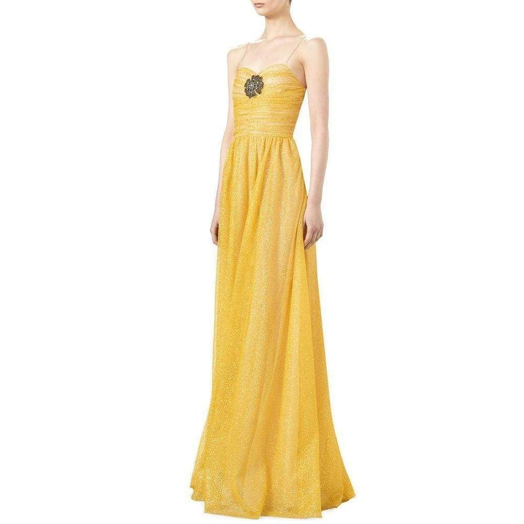 Yellow Glitter Tulle Gown