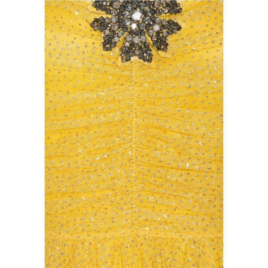 Yellow Glitter Tulle Gown
