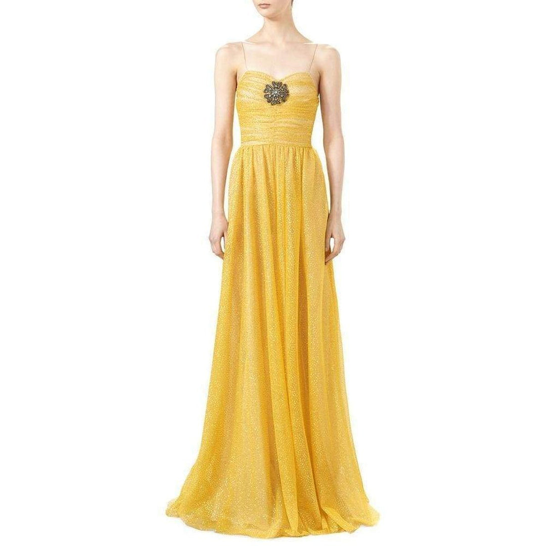 Yellow Glitter Tulle Gown