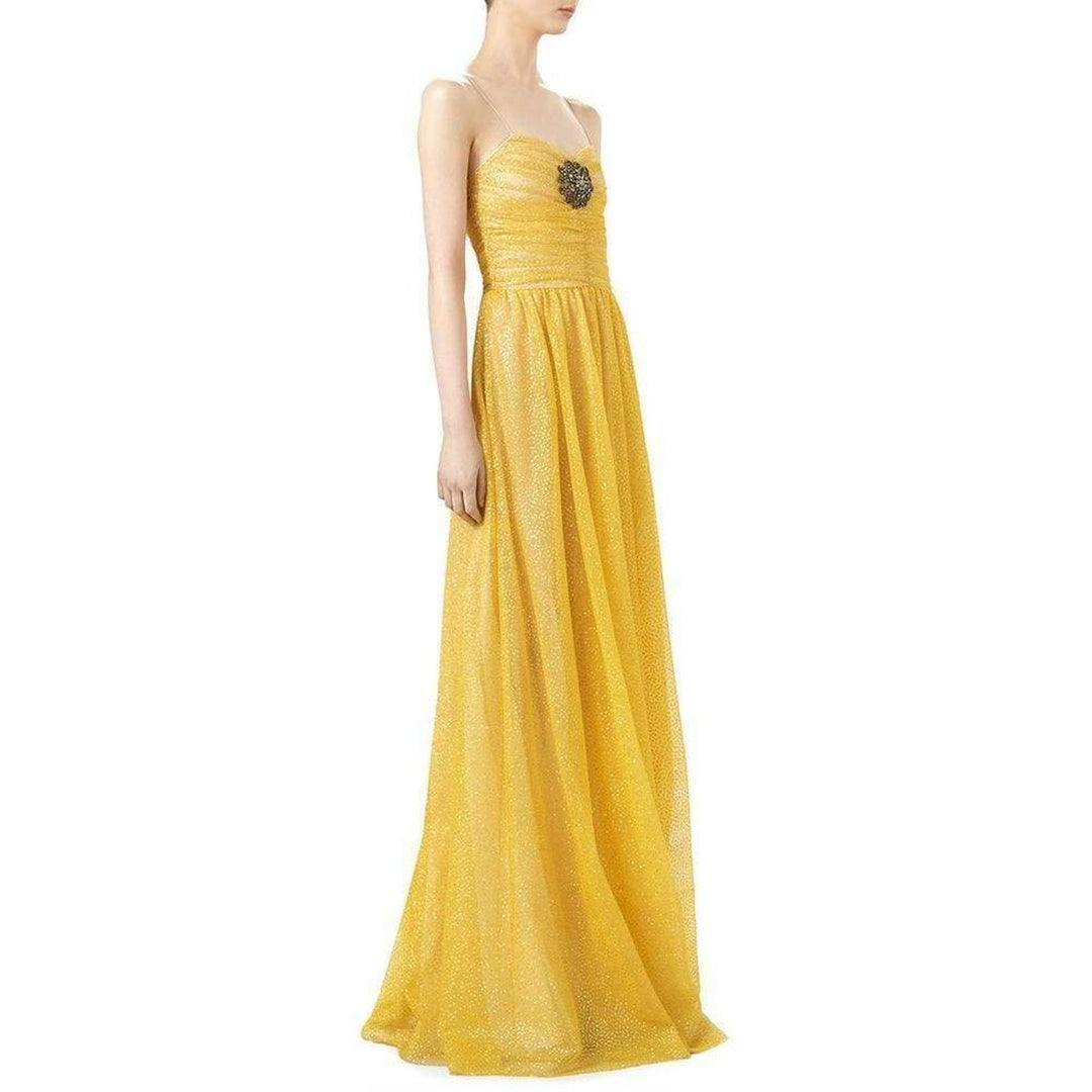 Yellow Glitter Tulle Gown