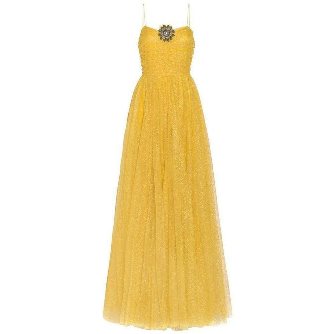 Gucci-Yellow Glitter Tulle Gown - Runway Catalog