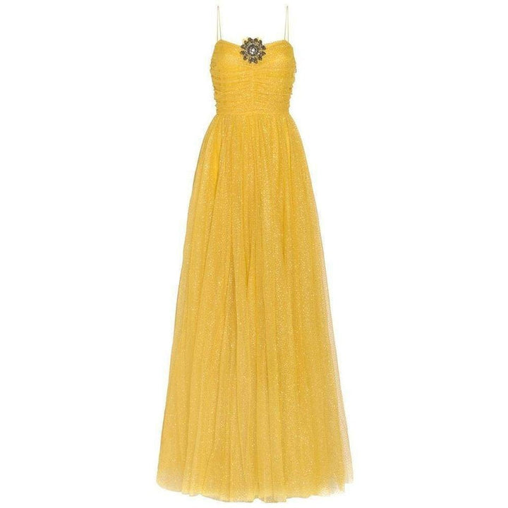 Gucci-Yellow Glitter Tulle Gown - Runway Catalog