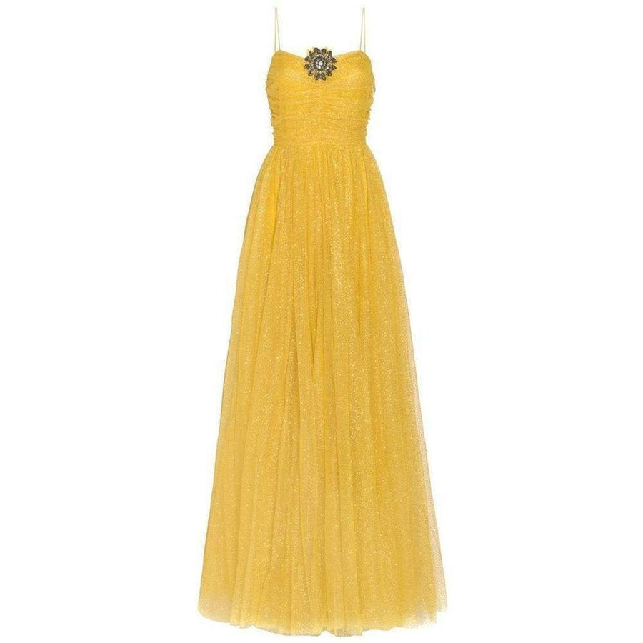 Gucci-Yellow Glitter Tulle Gown - Runway Catalog