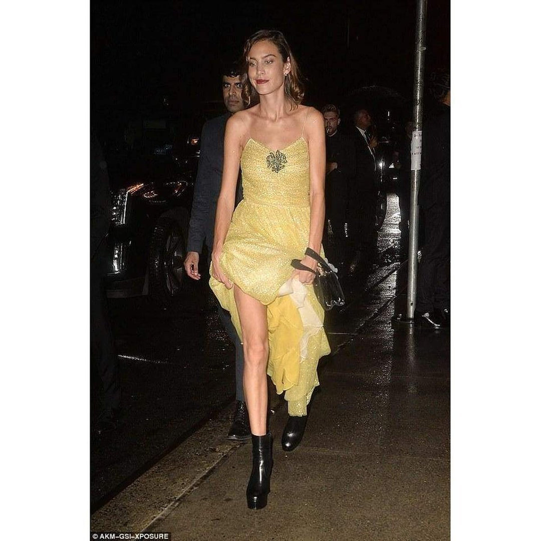 Yellow Glitter Tulle Gown