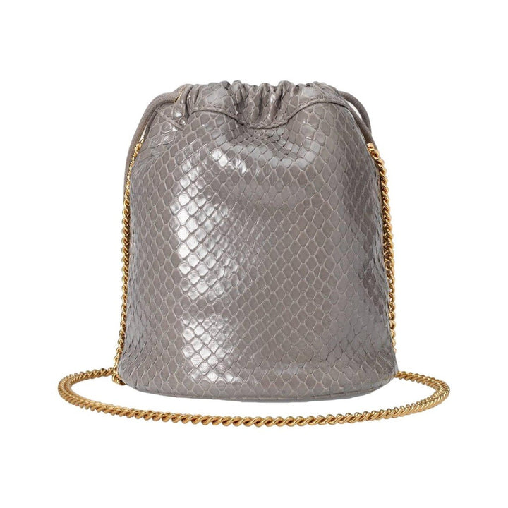Gucci Zumi Dusty Grey Snakeskin Drawstring Crossbody Bucket Bag 576432