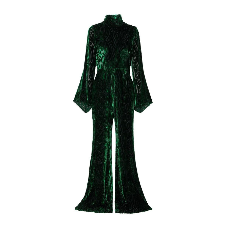 Halpern-Velvet Animalia Classic Polo Neck Jumpsuit - Runway Catalog