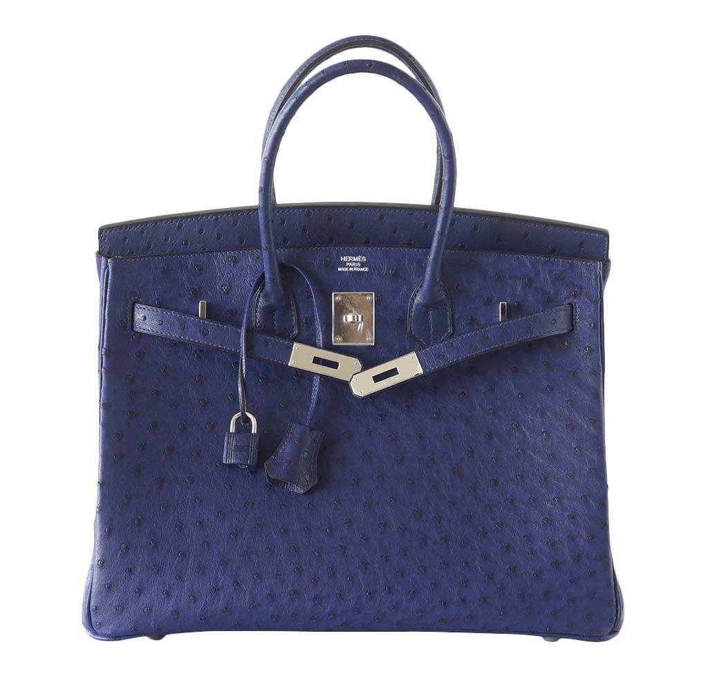Hermès Birkin 35 Blue Iris Ostrich Bag