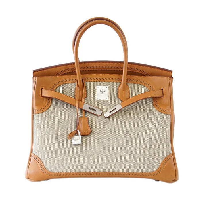 Hermès Birkin Ghillies 35 Bag Barenia Toile