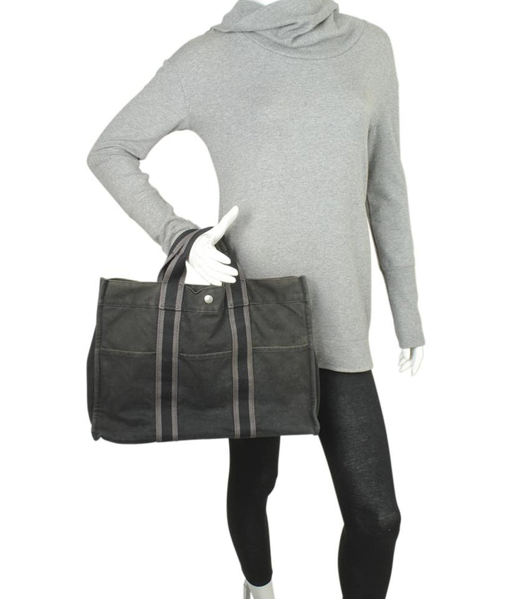 Hermès Fourre Tout Gm Black Canvas Tote